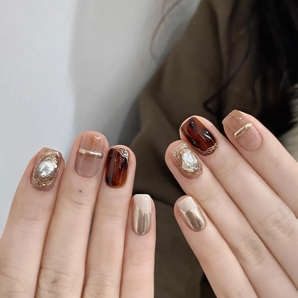 Handmade Amber Ombre Press-On Nails